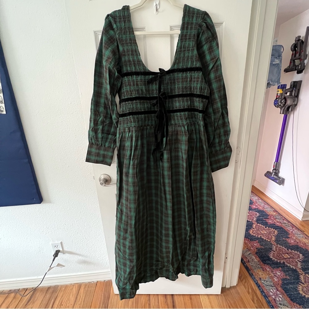 Elegant Green Plaid Dress